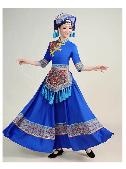 壯族服裝女演出服裝廣西少數民族壯族舞蹈服瑤族民族風長裙三月三